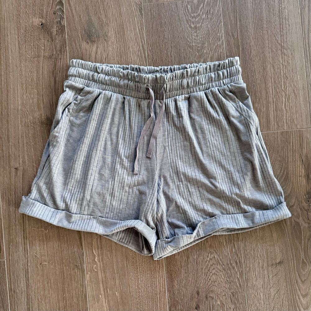 Nautica Ribbed Lounge Shorts Pull On Elastic Jersey Soft Gray Women XS New